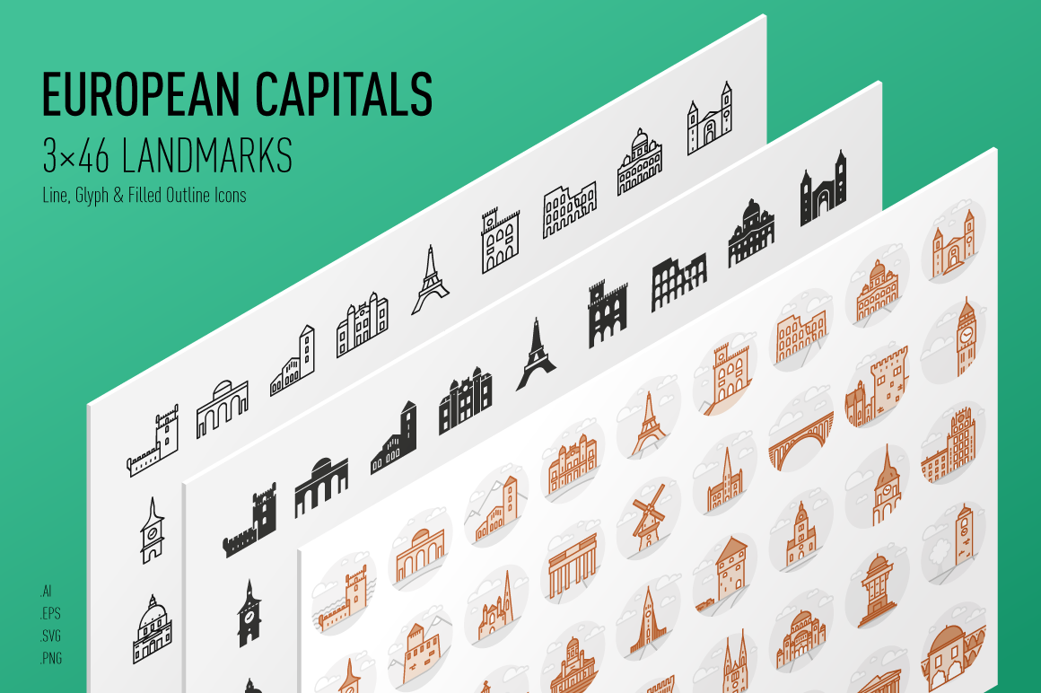 European Capitals Icon Set