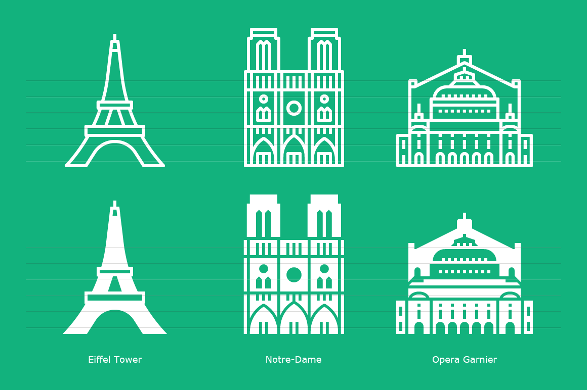 Paris, France - Landmark Icon Sets | Landicons