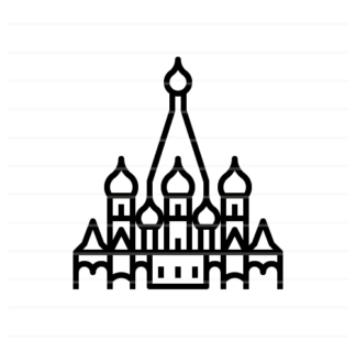 Moscow – Russia: Saint Basil's Cathedral outline icon
