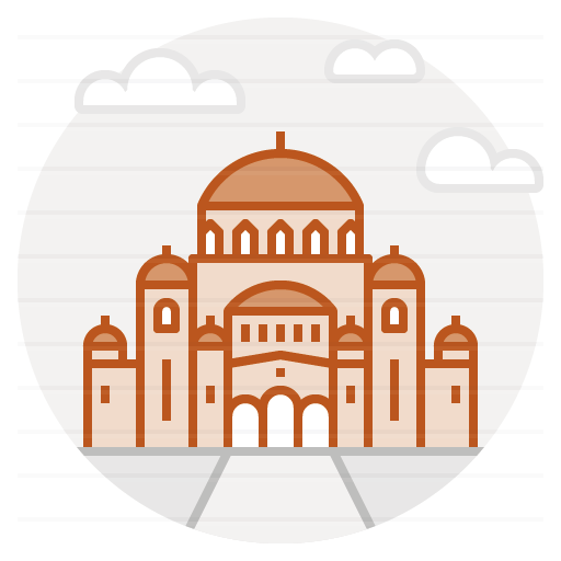 Belgrade – Serbia: Temple Saint Sava filled outline icon