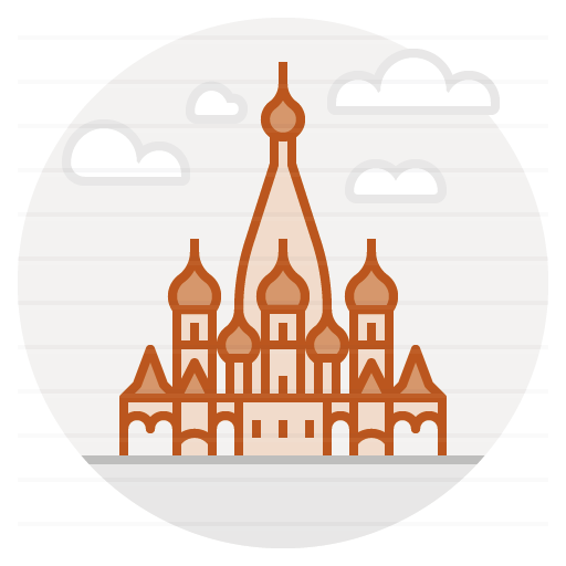 Moscow – Russia: Saint Basil's Cathedral filled outline icon