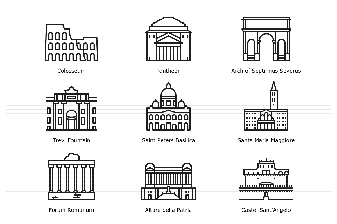 Rome – Outline Icon Set