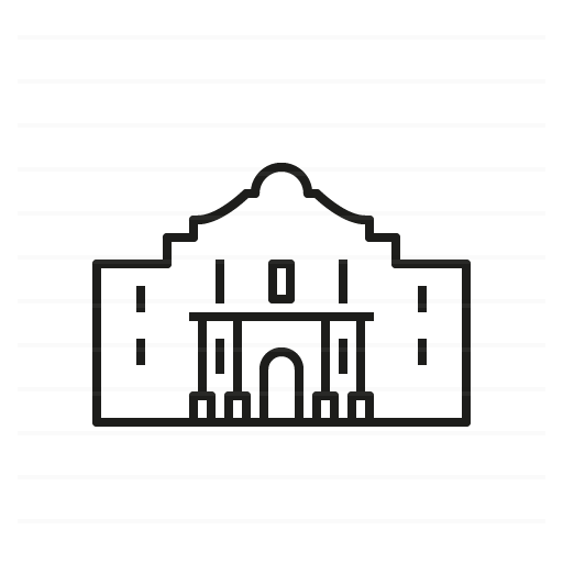 San Antonio – USA: Alamo Monument outline icon
