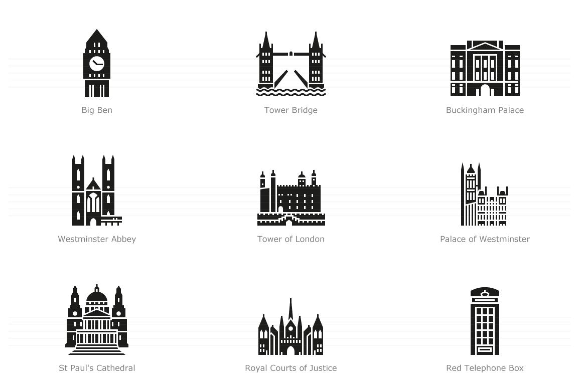 Landmarks of London - Glyph Icon Set