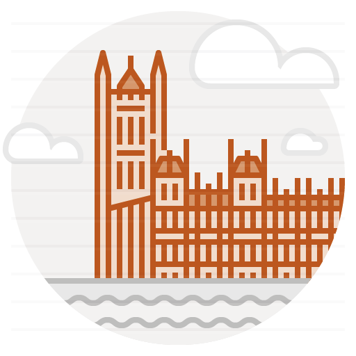 London – UK: Palace of Westminster filled outline icon