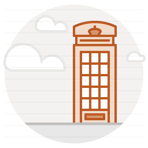 London – UK: Red Telephone Box filled outline icon