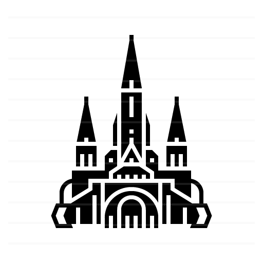 Lourdes – France: The Sanctuary of Our Lady of Lourdes Monument glyph icon