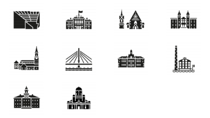 10 largest cities in Finland - glyph icon set