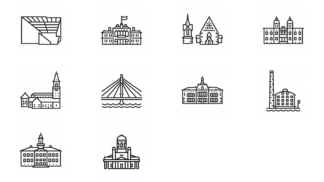10 largest cities in Finland - outline icon set