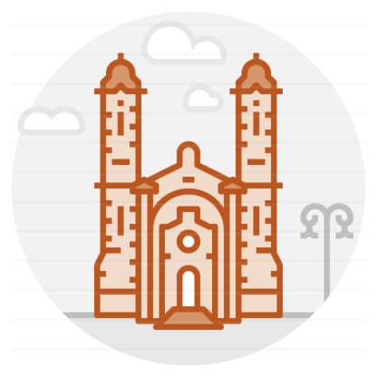Slovakia - Košice: Greek Catholic Church filled outline icon