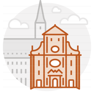Slovakia - Košice: Franciscan Church filled outline icon