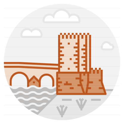 Spain - Córdoba: Roman Bridge filled outline icon