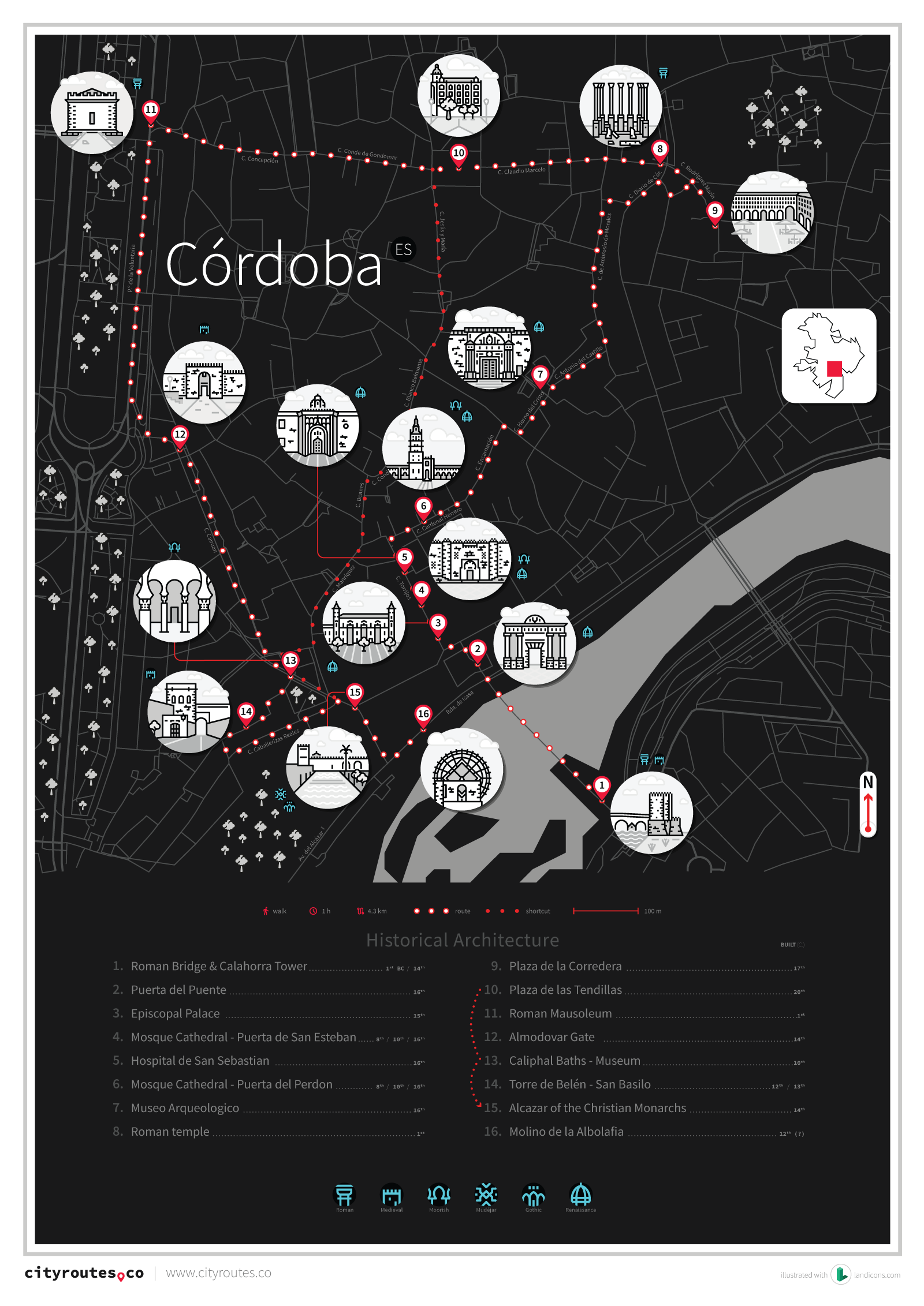 Cordoba - illustrated route map