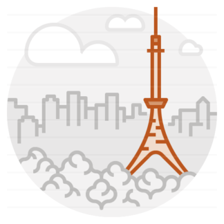 Tokyo – Japan: Tokyo Tower filled outline icon