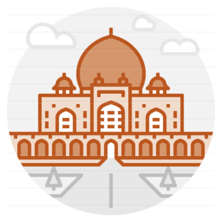 India – Delhi: Humayun's Tomb filled outline icon