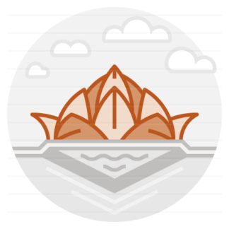 India – Delhi: Lotus Temple filled outline icon