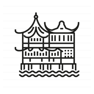 China – Shanghai: Huxinting Teahouse, Old City outline icon