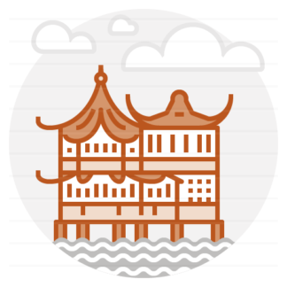 China – Shanghai: Huxinting Teahouse, Old City filled outline icon
