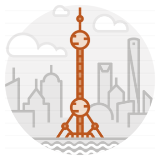 China – Shanghai: Oriental Pearl Tower filled outline icon