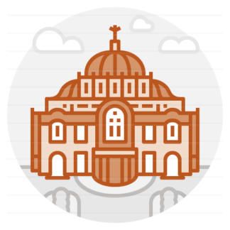 Mexico City – Mexico: Palacio de Bellas Artes filled outline icon