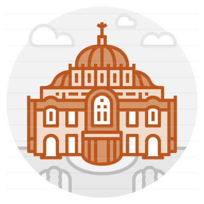 Mexico City – Mexico: Palacio de Bellas Artes filled outline icon