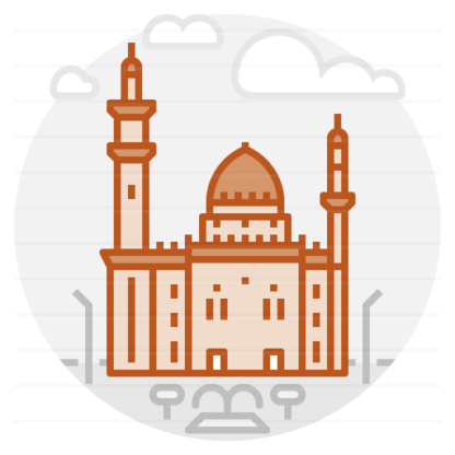 Cairo – Egypt: Al-Azhar Mosque filled outline icon