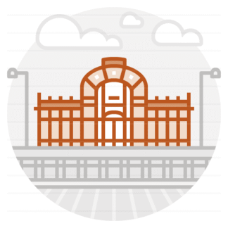 Otto Wagner Pavillon Karlsplatz – Vienna, Austria filled outline icon