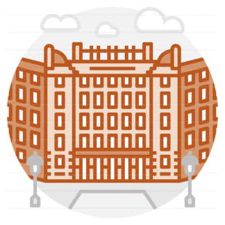 Postsparkasse – Vienna, Austria filled outline icon